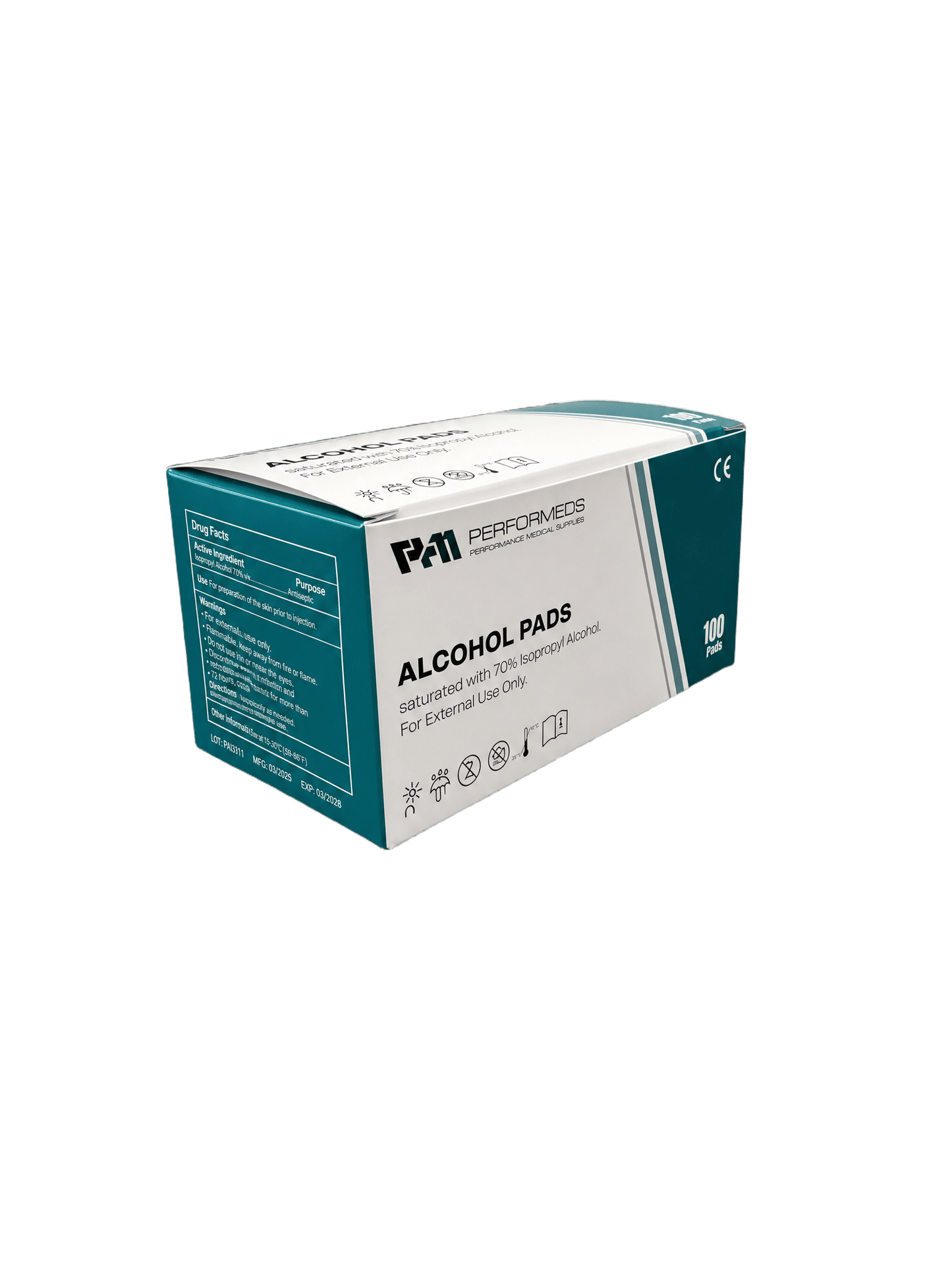 Alcohol Prep Pads - 100ct - Performeds